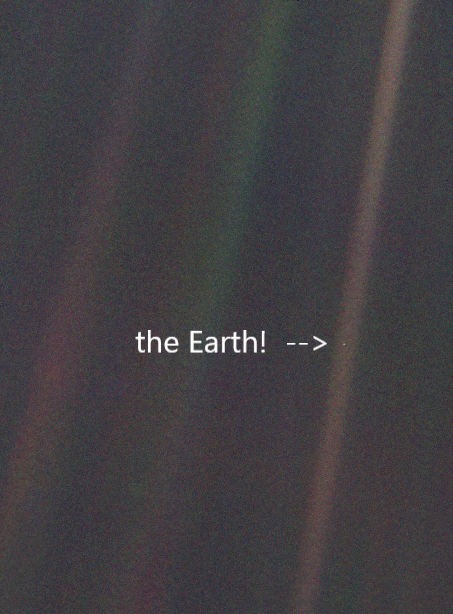 'pale blue dot', public domain, pic by Nasa, highlighted by author